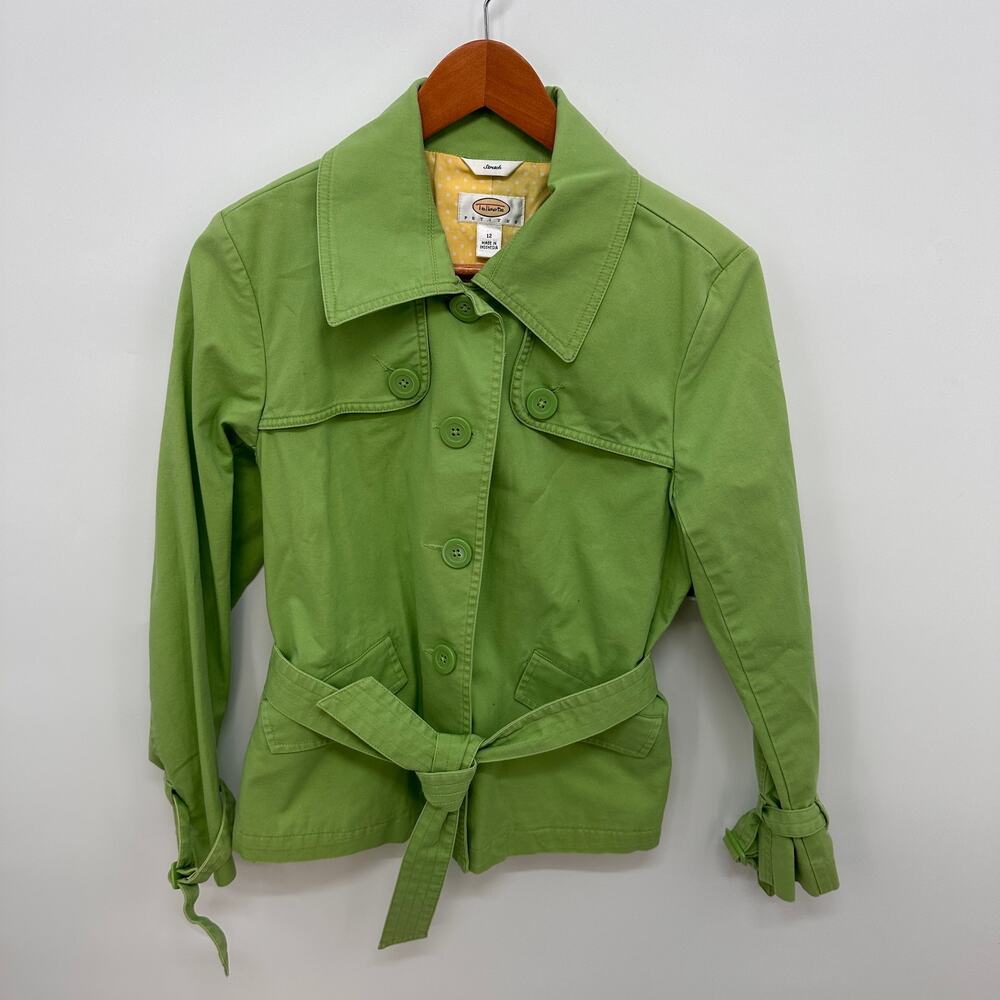 TALBOTS Green Collared Spring Blazer Jacket // 12 Petite - Picture 2 of 9
